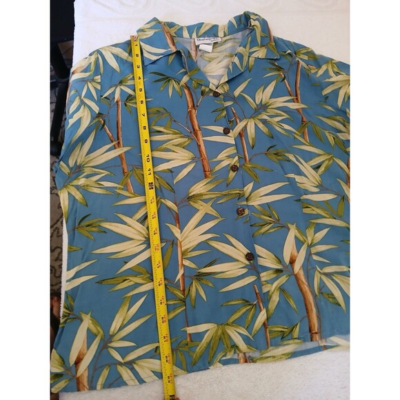 Set 2 Vintage Womens Hawaiian Shirt Bishop St Apparel Blue Green Medium Trópical - Picture 16 of 16